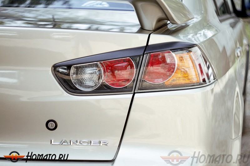 Накладки на задние фонари (реснички) для Mitsubishi Lancer X 2007+/2011+| глянец (под покраску)