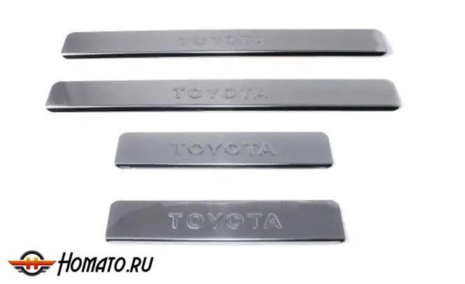 Накладки на пороги Toyota Rav4 2006-2013 нержавейка с логотипом toyota