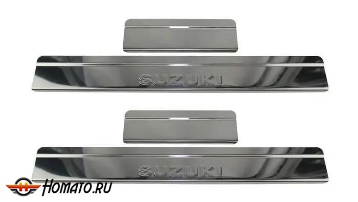 Накладки на пороги Suzuki SX4 2014-/2017- нержавейка с логотипом